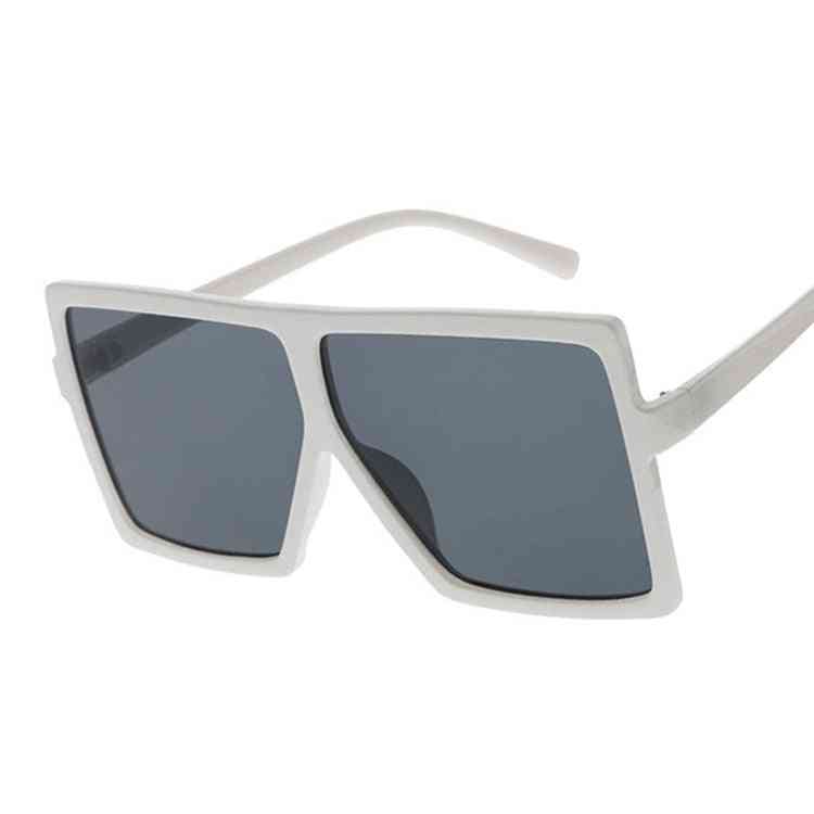 Firkantet plastramme, klare linseskygge solbriller for kvinnelige briller