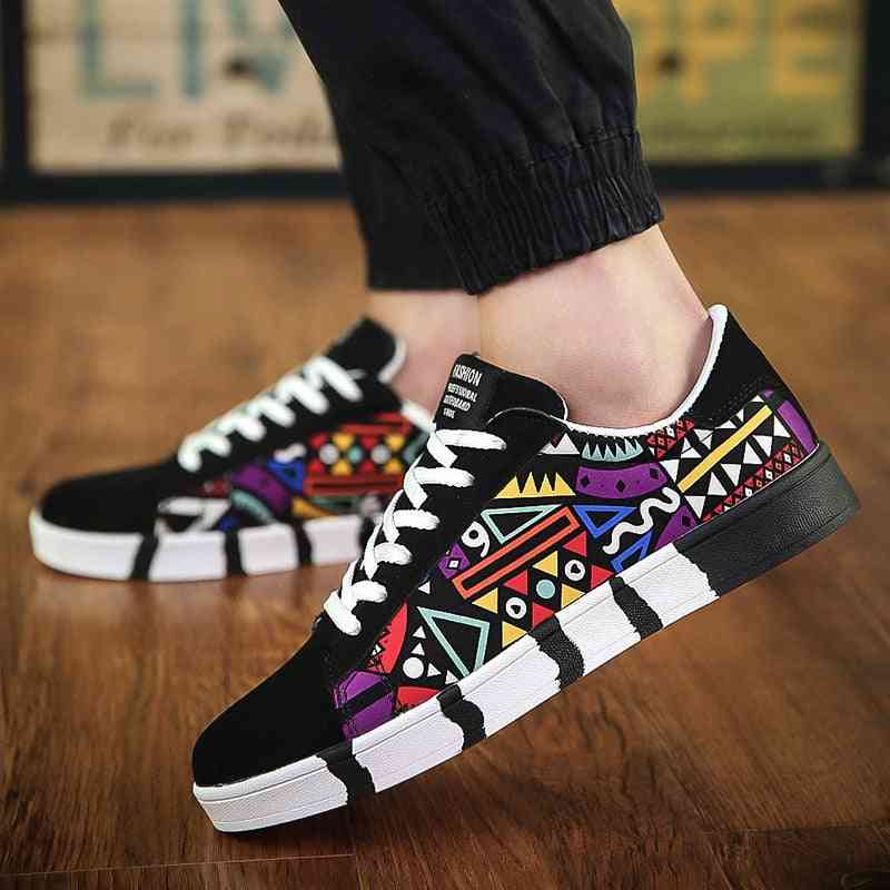 Winter New Vulcanized Casual Canvas Sports Shoes, Printing Students Running Sneakers