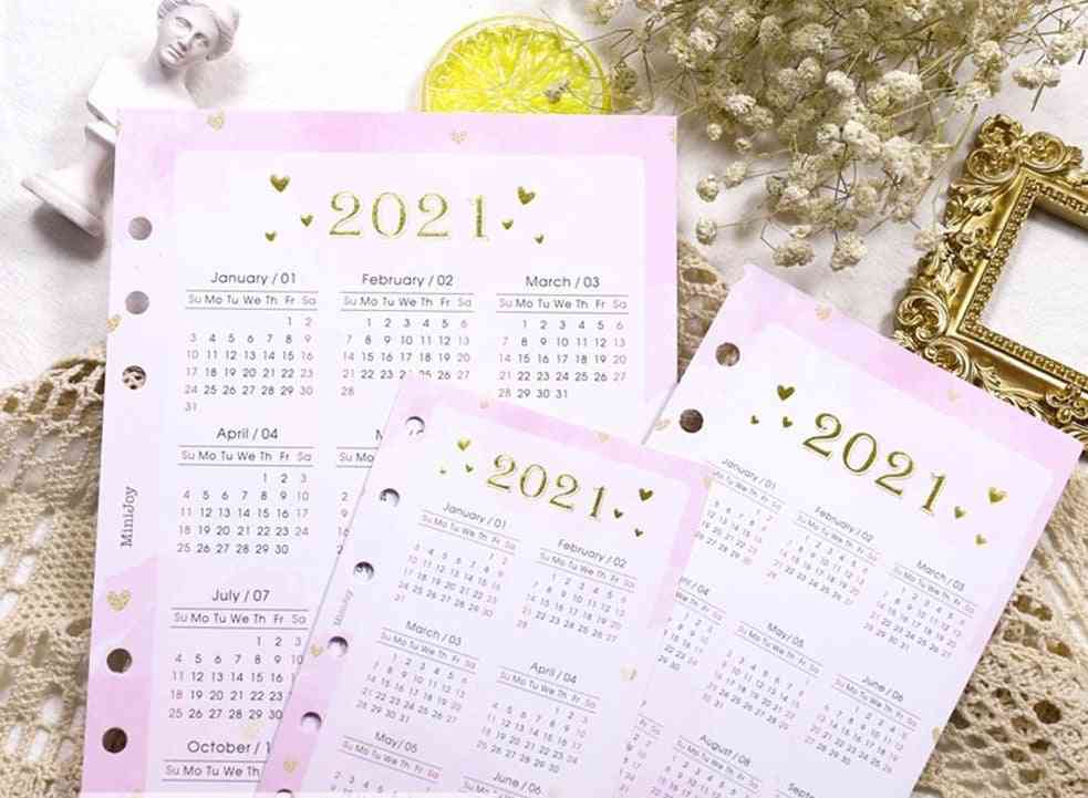 Calendar Notebook Index Divider For 6 Holes Diary Binder, Monthly Planner Colorful Card Paper
