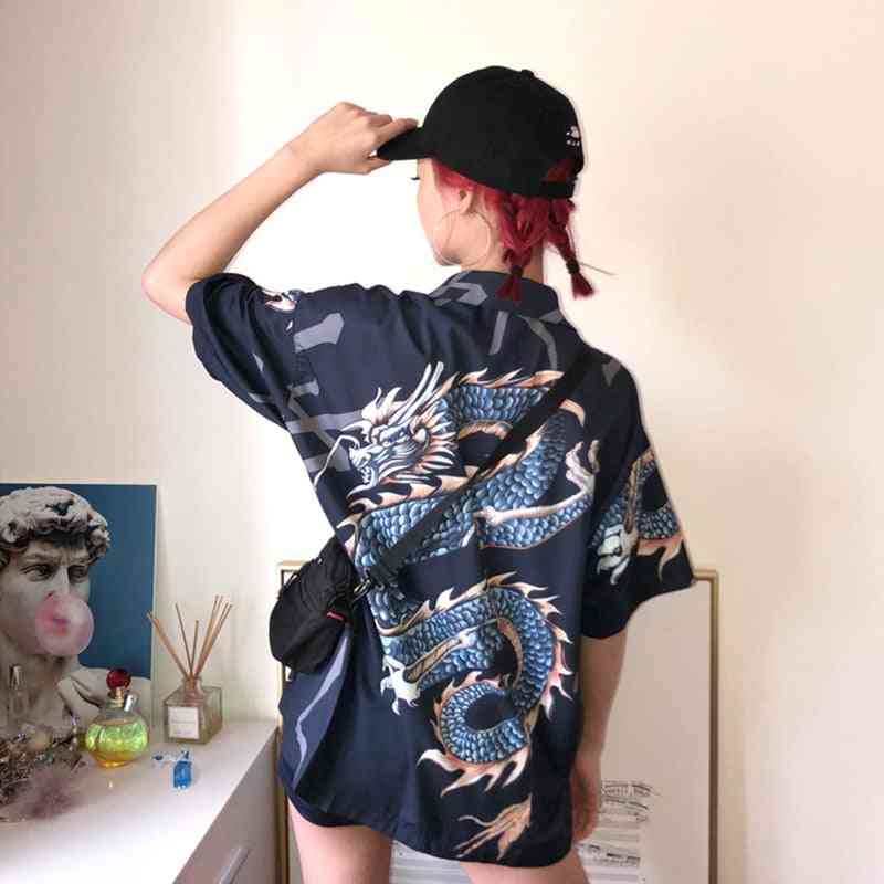 Summer & Spring Women Blouses / Tops, Dragon Printing Short Shirts