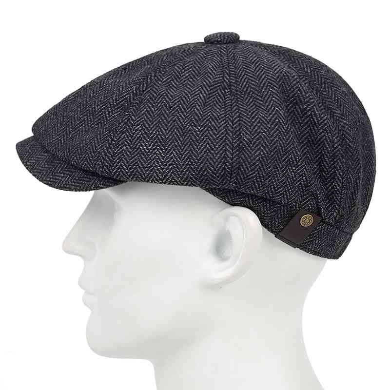 Modny beret w kratę uniwersalny klasyczny z małymi elastycznymi czapkami