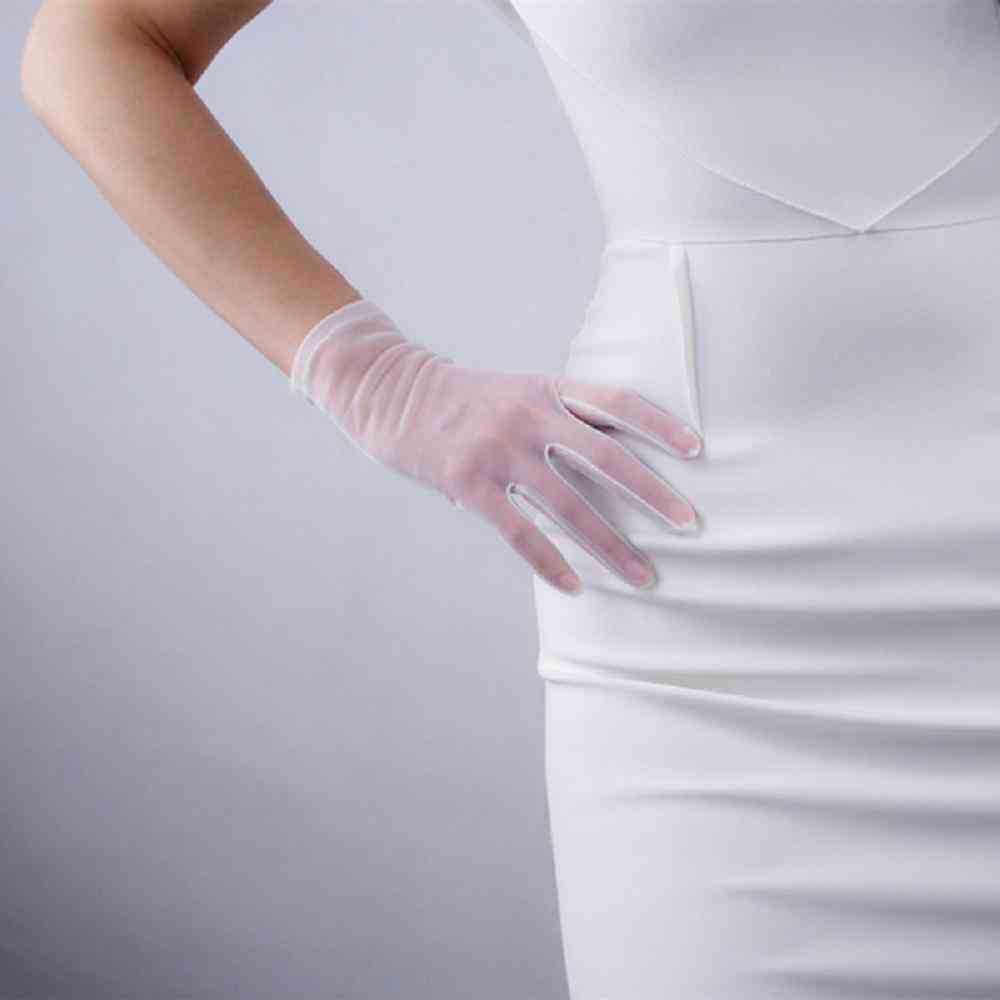 Women Silk Lace Mesh Ultra Thin Vintage Elegant Party Gloves