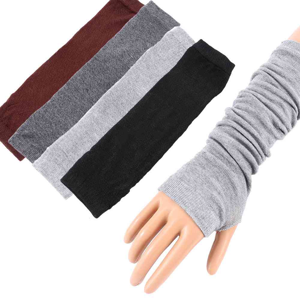 Long Fingerless Mittens Arm Warmer Stretchy Crochet Half Finger Gloves