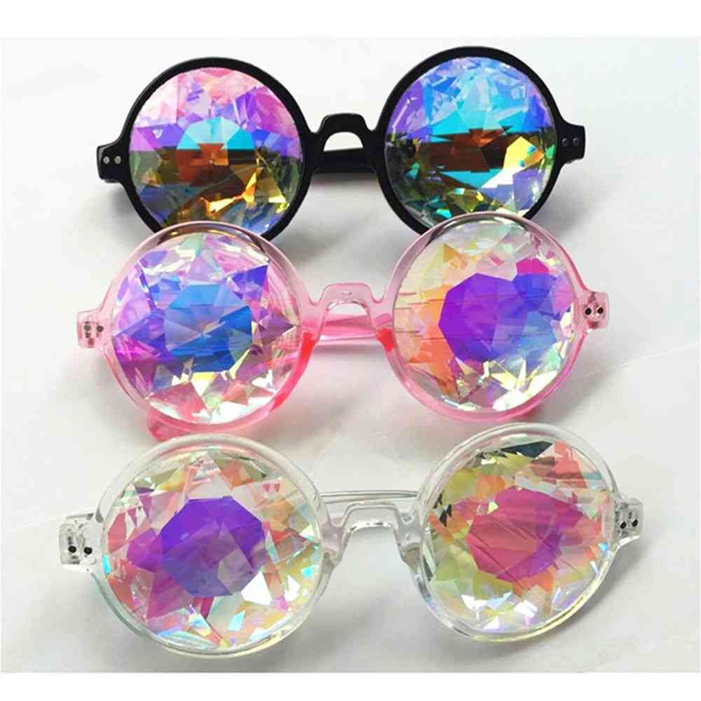 Round Kaleidoscope Glasses, Women Rave Festival Sunglasses