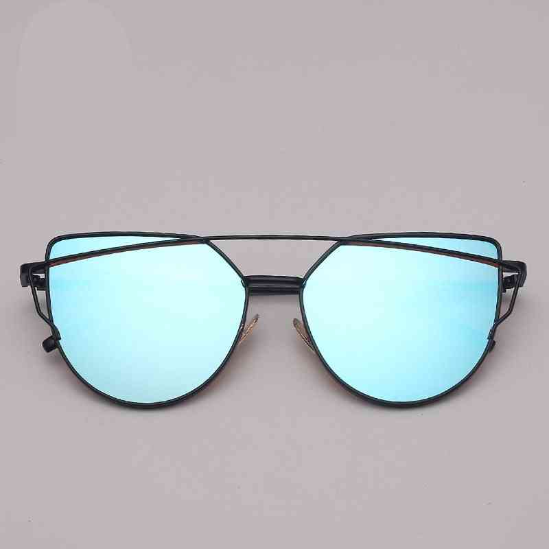 Slnečné okuliare s mačacím okom, vintage kovové reflexné okuliare