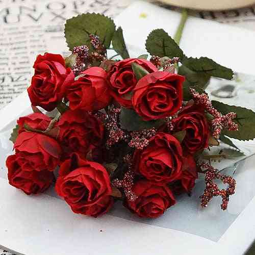 Kleine künstliche Rosenblumen, Flanell DIY gefälschte Blumen für Hochzeitswand, Tischtür, Party Wohnkultur Stoff Flore