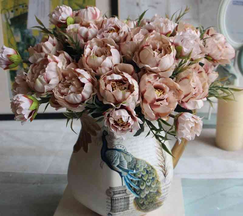 Bouquet de fleurs artificielles, fausse fleur en soie bricolage pour fête de mariage, décoration de jardin de table à la maison