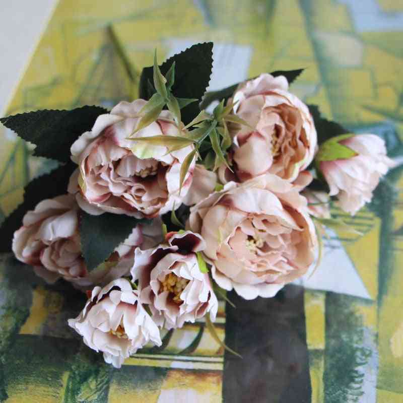 Ramo de flores artificiales, flor falsa de seda diy para el banquete de boda, decoración del jardín de la mesa casera