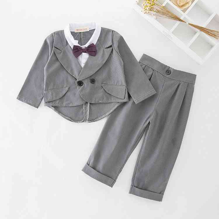 Children's Tuxedo Flower Boy's Suit, Grey Stripe For Wedding, Kids Prom