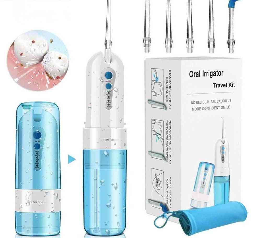 5-jet Tips & 4-modes Foldable- Usb Recharge, Oral Irrigator, Teeth Cleaner