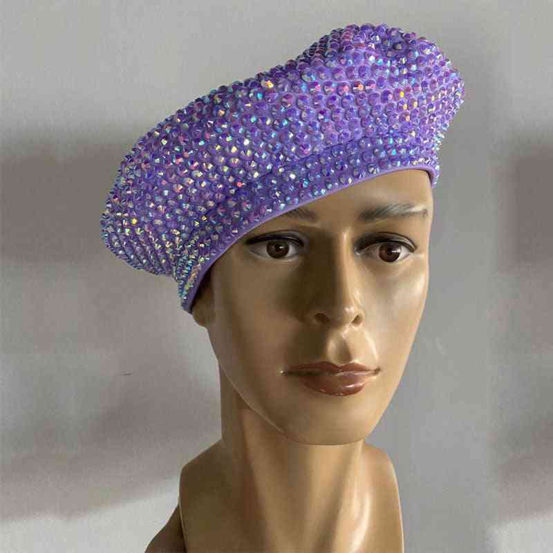 Sombrero de boina de diamantes de imitación completo de moda