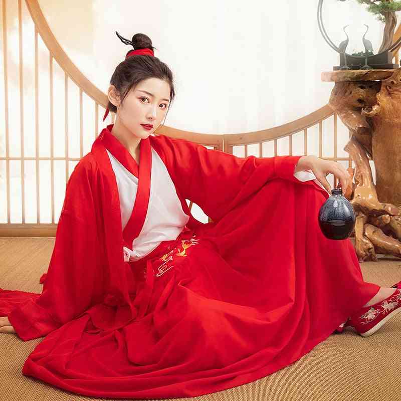 Costume de hanfu amélioré élégant vintage pour femmes danse folklorique