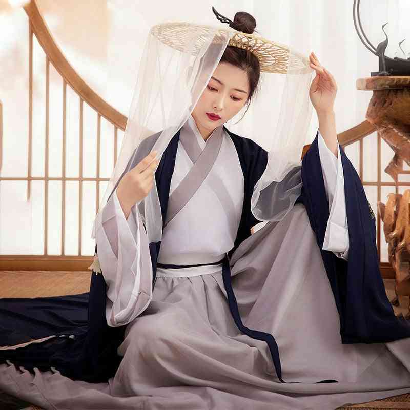Vestito di hanfu migliorato elegante vintage di danza popolare femminile
