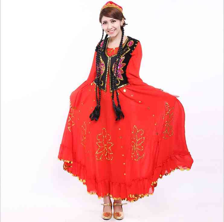 Trajes de danza de minorías étnicas para mujeres, vestido de danza folclórica