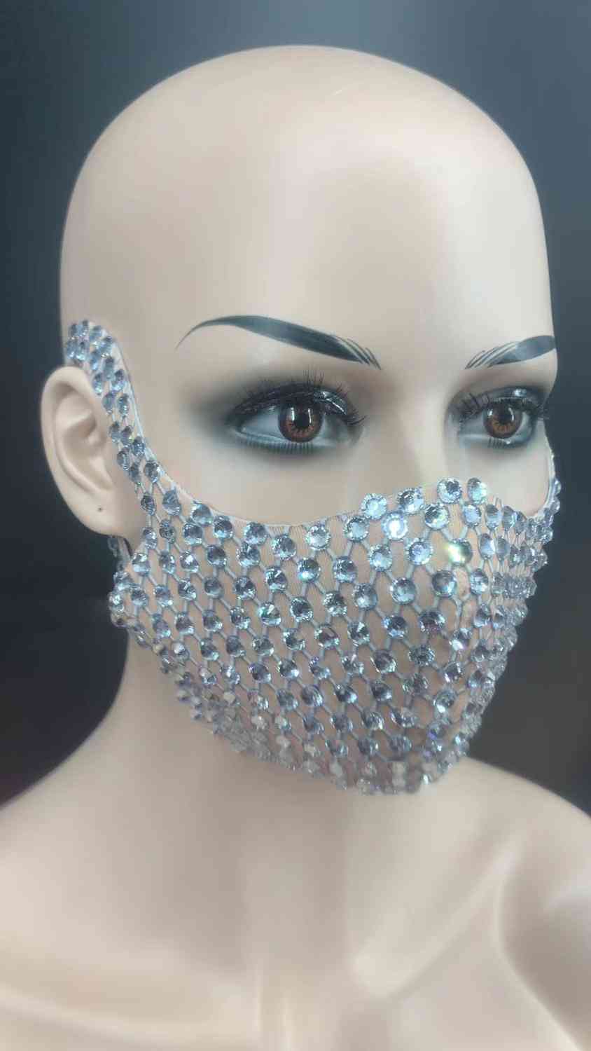 Mode rhinestones masker, performance club dance mask