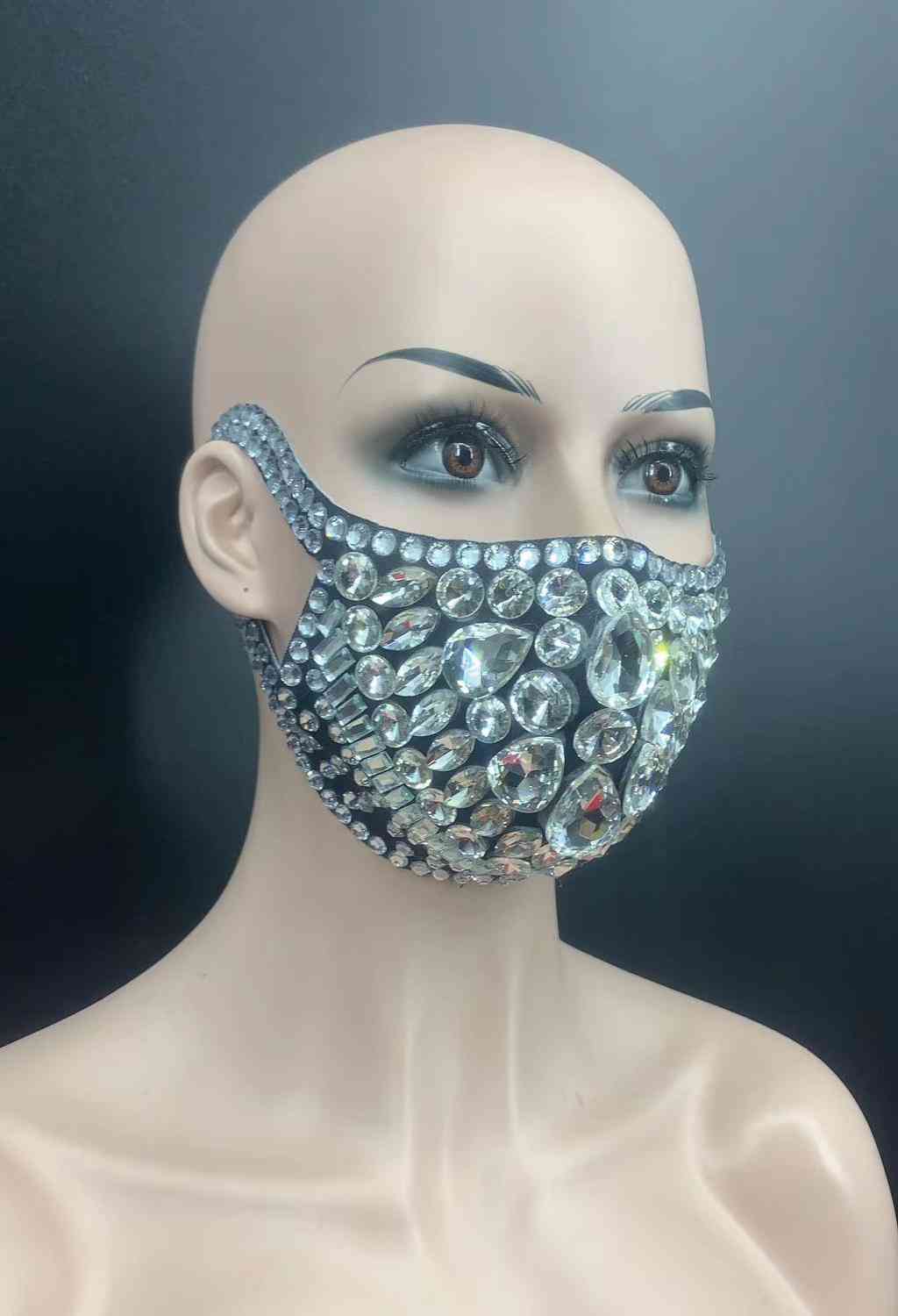 Mode rhinestones masker, performance club dance maske