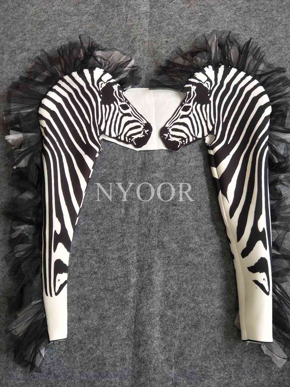 Modni zebra vzorec ženske pevke scenski outfit bar ds dance body