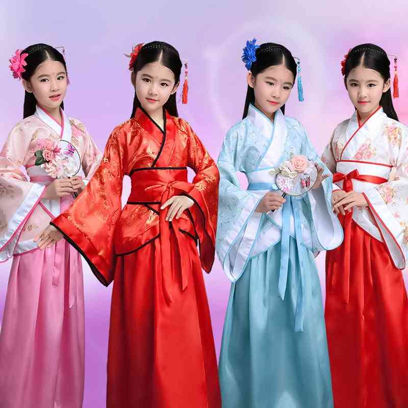 Children Kimono Traditional Vintage Ethnic Fan Students Chorus Dance Costume
