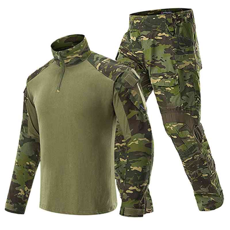Mand militære taktiske uniformer, hærkampdragt langærmede t-shirts & buksesæt