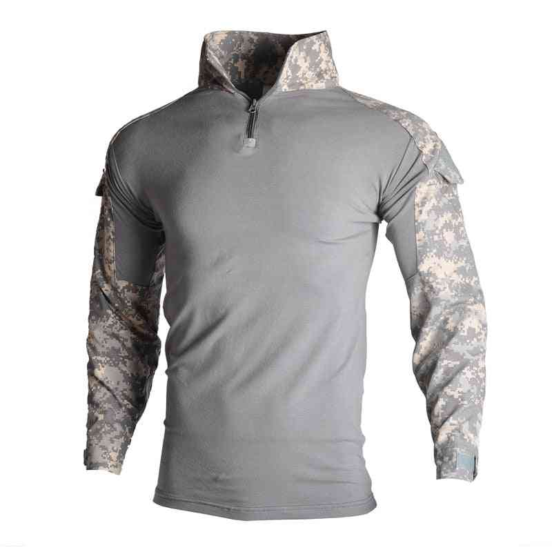 Vojenská armáda s dlouhým rukávem, maskovací taktická košile, lovecké bojové tričko
