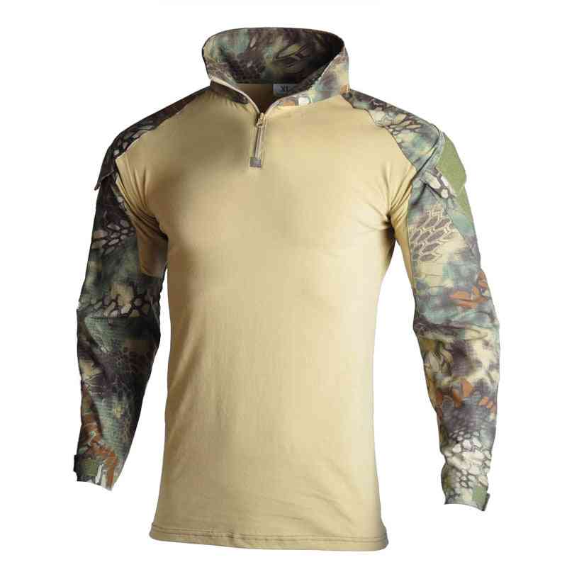 Esercito militare manica lunga, camicia tattica mimetica, t-shirt da combattimento caccia