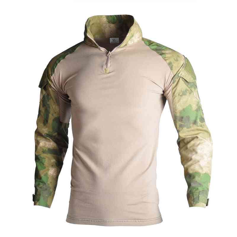 Vojenská armáda s dlhým rukávom, maskáčové taktické tričko, bojové tričko na lov