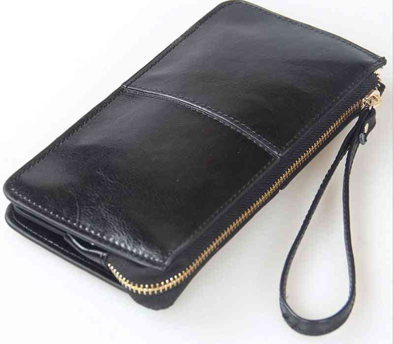 Genuine Leather Candy Bag, Wristlet Oil Wax, Clutch Wallet Purse