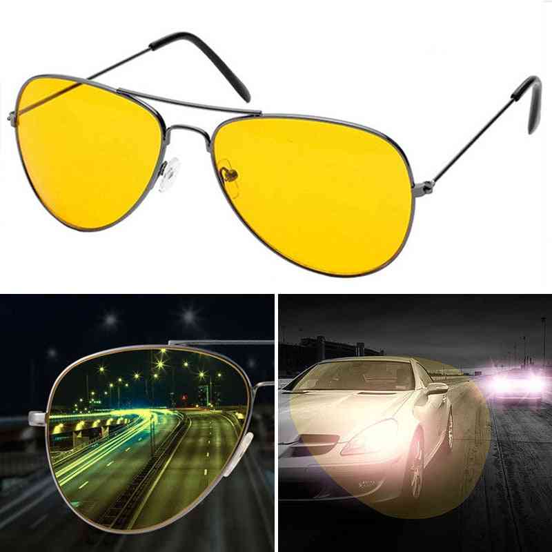 Gafas de sol clásicas de visión nocturna con lentes amarillas para mujer