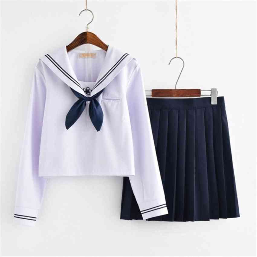 Modna sveučilišna uniforma, mornarski kostim, plisirana košulja, džemper za