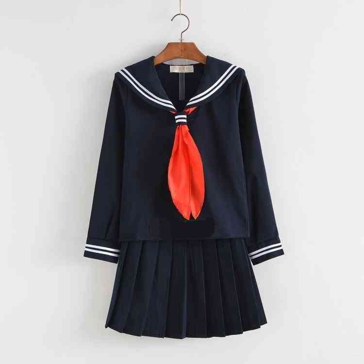 Nyári iskolai egyenruha diákok felsőrész, szoknya és nyakkendő anime matróz öltöny készlet