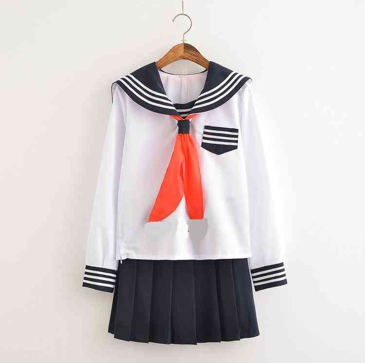 Kesäkoulun univormut opiskelijoiden kankaat topit, hameet ja solmio anime merimiespuku
