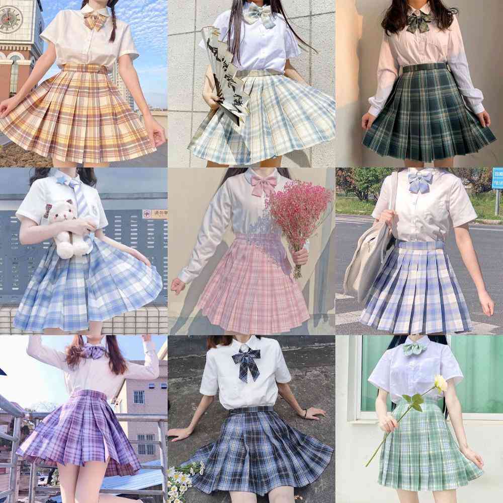 School High Waist A-line Plaid Skirt Uniforms