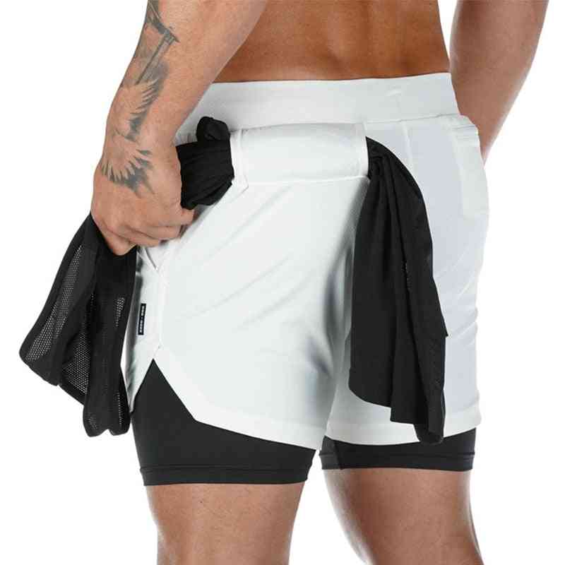 Double Layer Jogger Men 2in1pant Gyms Fitness Beach Shorts
