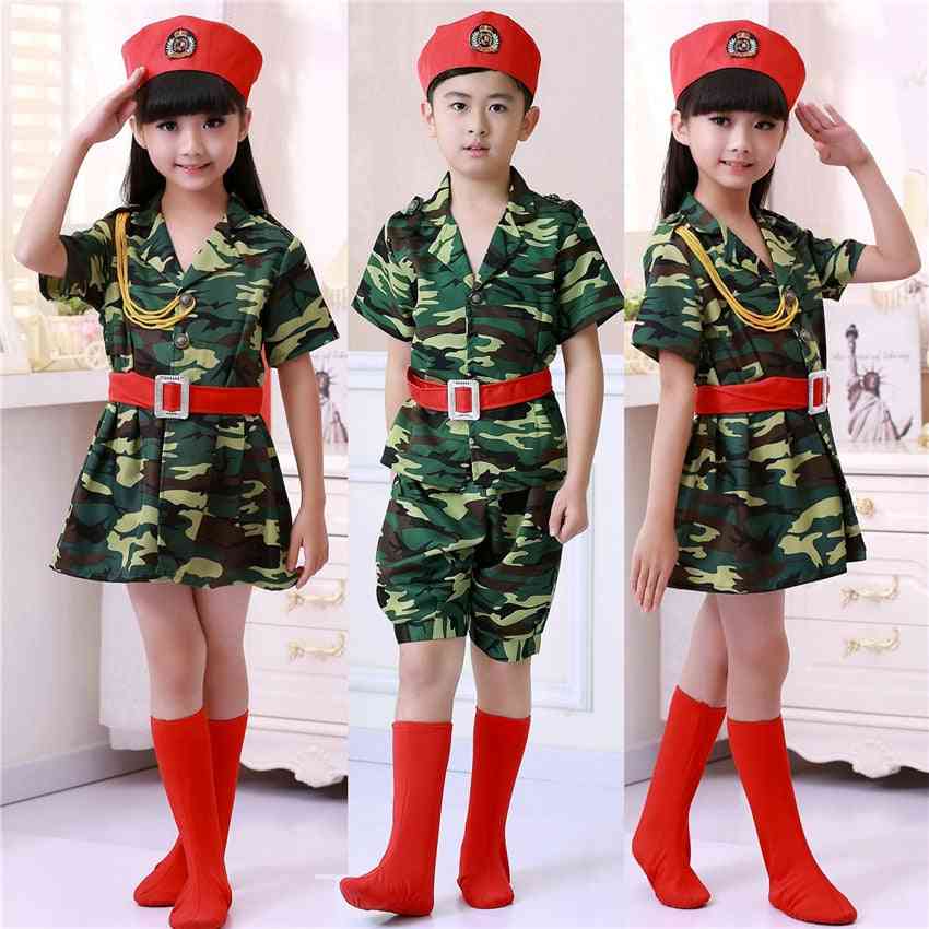 Abbigliamento da soldato mimetico per ragazza e ragazzo