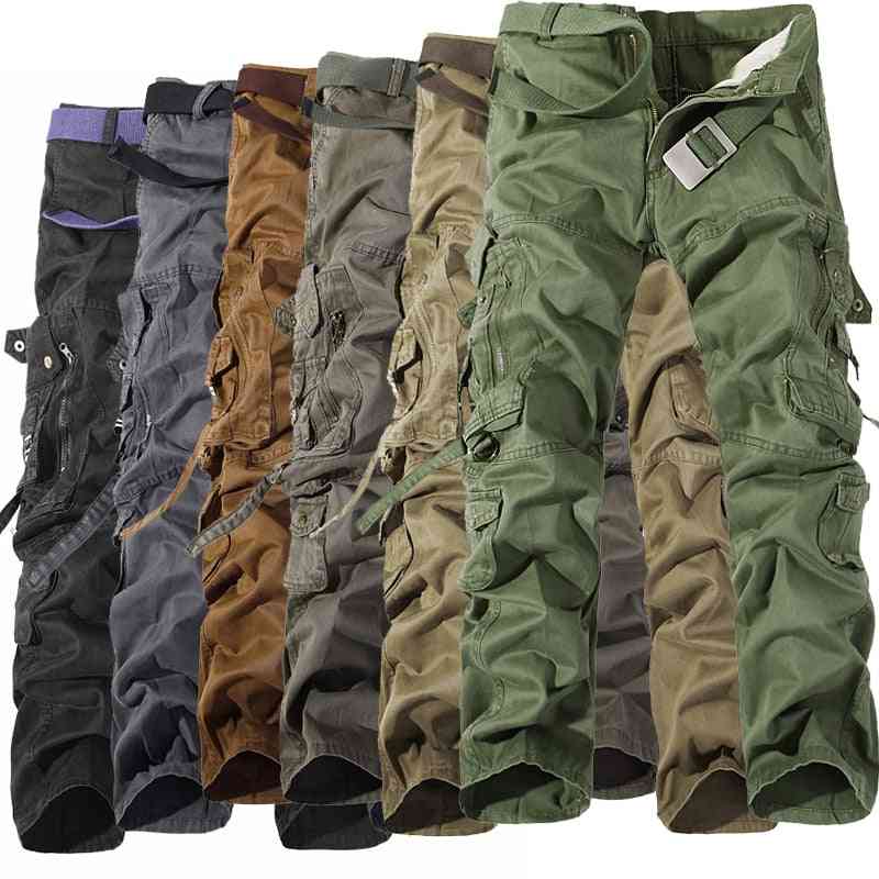 Vojenské taktické nohavice, pánske kombinézy s viac vreckami, voľné bavlnené nákladné nohavice