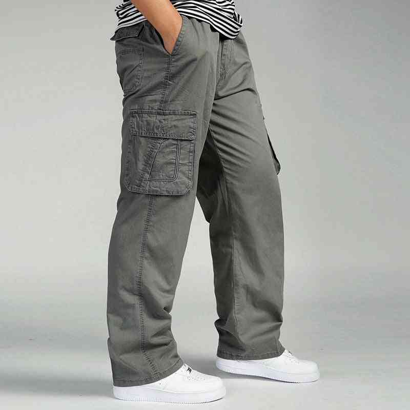 Salopette en coton décontractée pour hommes taille élastique, pantalon multi-poches