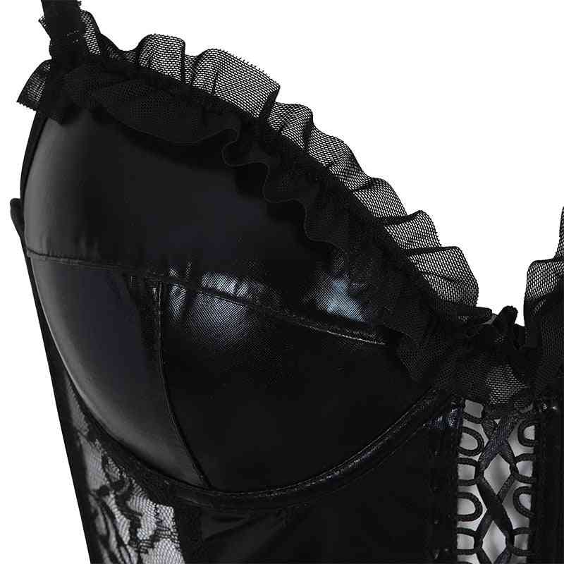 Steampunk spets, korsett topp, gotisk stil, burlesk underkläder