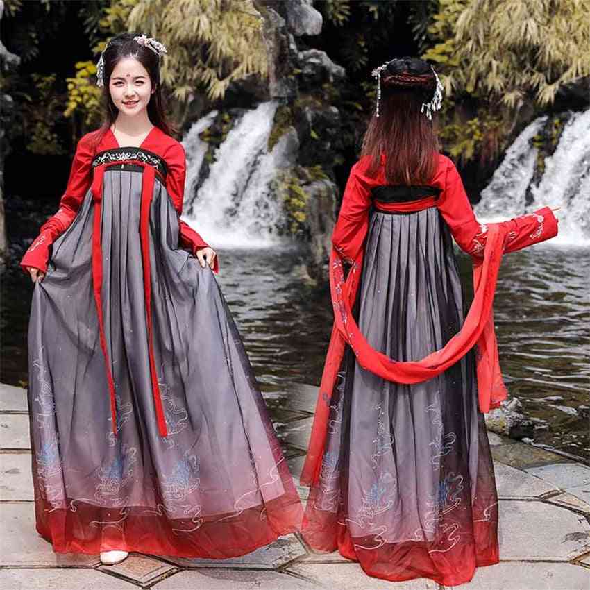 Chiński styl-starożytny kostium, tradycyjny folk, taniec retro, sukienka księżniczki;