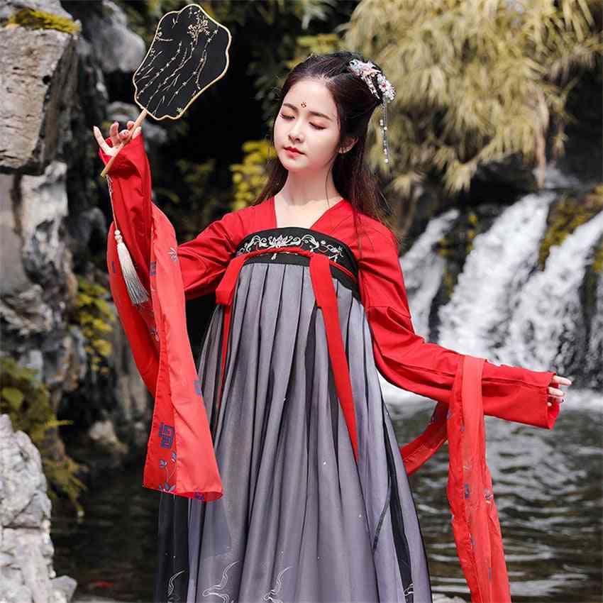 čínský styl - starodávný kostým, tradiční lidové, taneční retro, šaty princezny