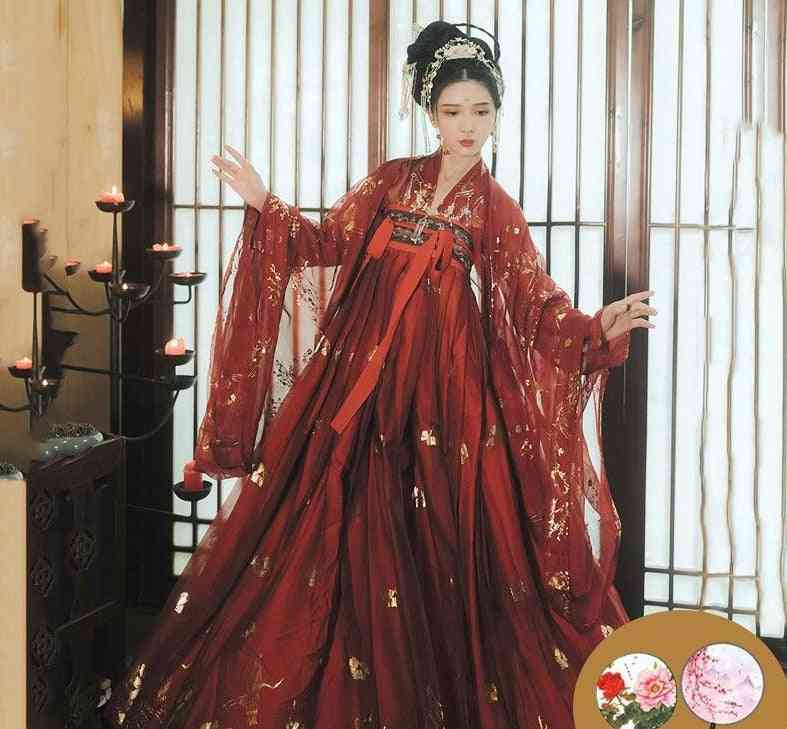 Kitajski tradicionalni, ljudski ples, vilinska noša, starodavna princesa obleka
