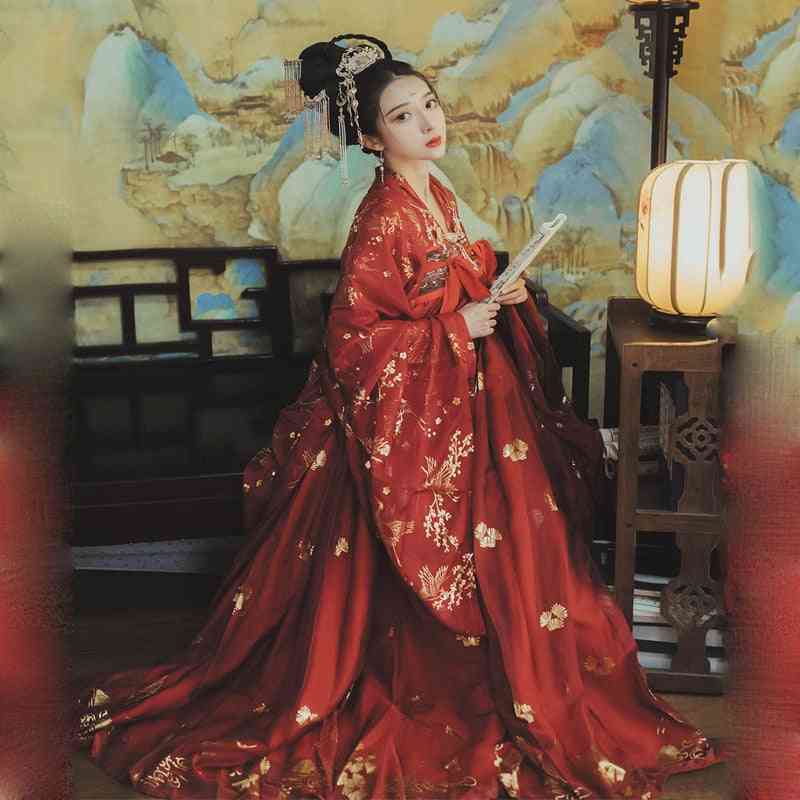 Chiński tradycyjny, taniec ludowy, strój wróżki, starożytna sukienka księżniczki
