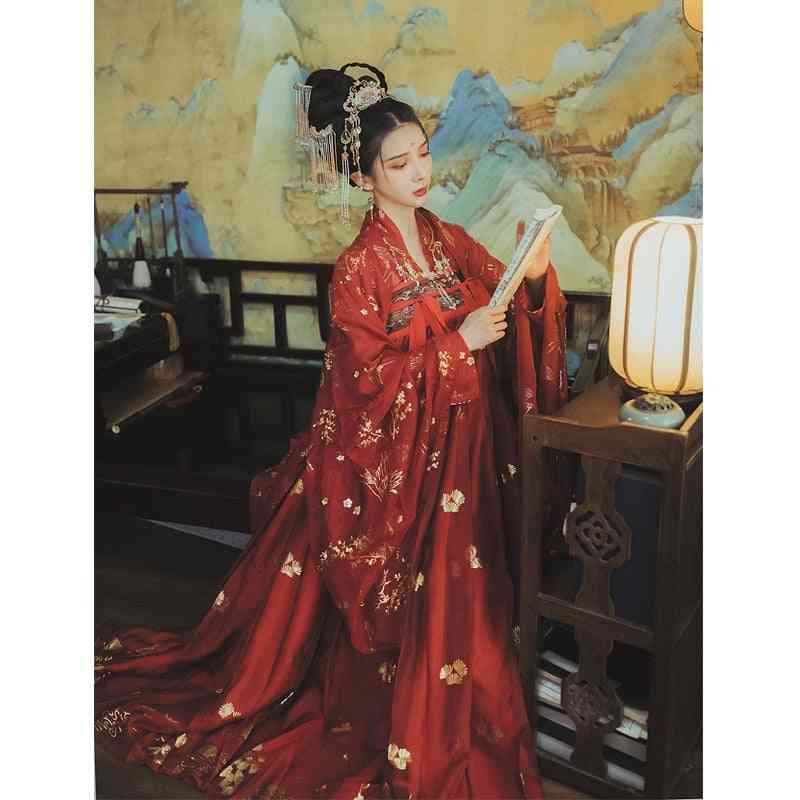 Kitajski tradicionalni, ljudski ples, vilinska noša, starodavna princesa obleka