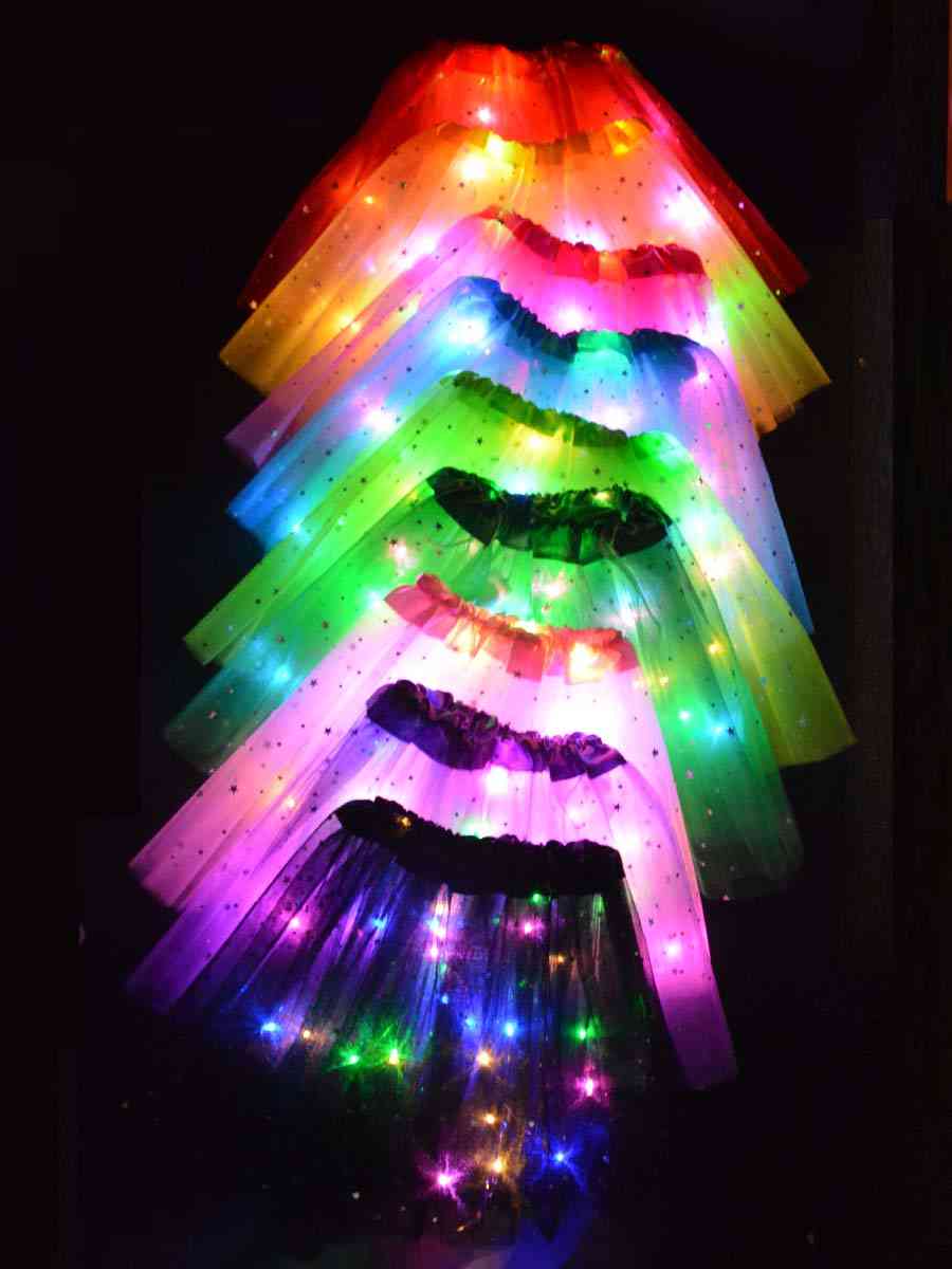 Led Glow Lighted Tulle Ballet Tutu Skirt For Girl Kids