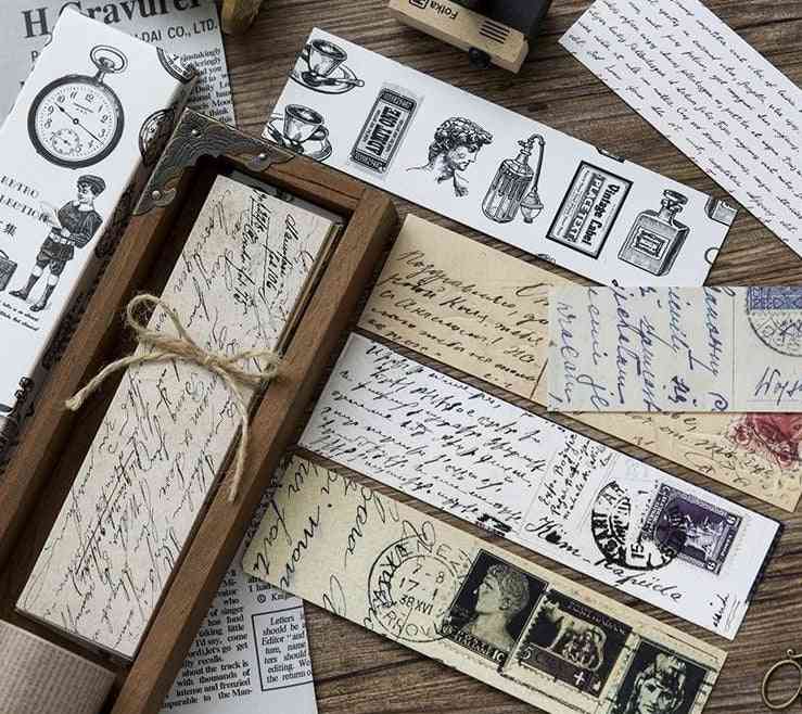 30 Stück / Box Vintage Retro-Stil, Uhr / Zeitung / Karte gedruckte Lesezeichen