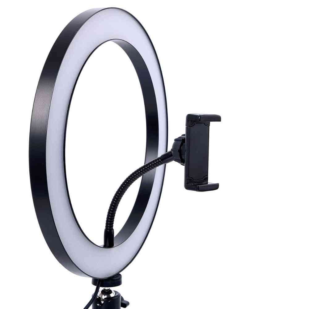 Lámpara de anillo de teléfono con cámara regulable de 26 cm con trípodes de mesa