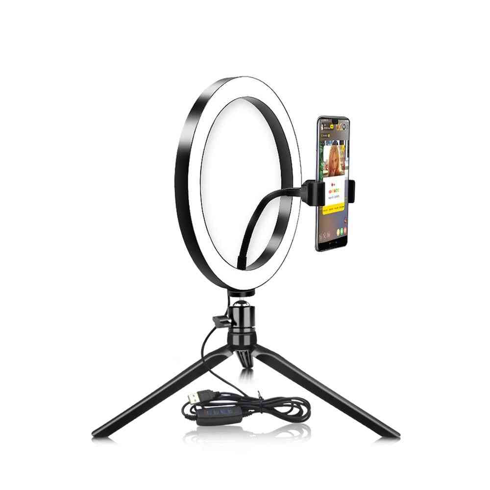 Usb Led Selfie Ring Light Cell Phone Photography Lighting With Tripod
