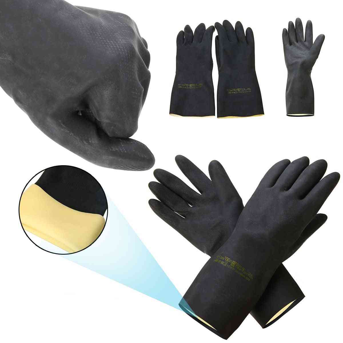 2pcs Heavy Duty, Natural Rubber Gloves -acid Alkali Resistant For Garden