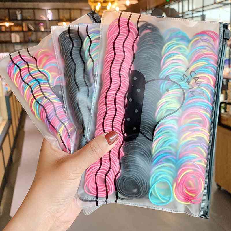 Girls Cute Colorful Basic Elastic Hair Bands Ponytail Holder Rubber Accessories