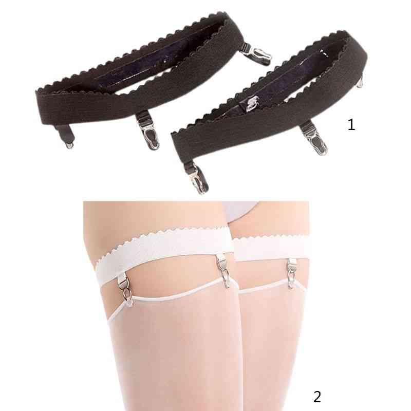 Kobiety elastyczne antypoślizgowe nogi pas do pończoch udo wysokie pończochy pończoch z klipsem;