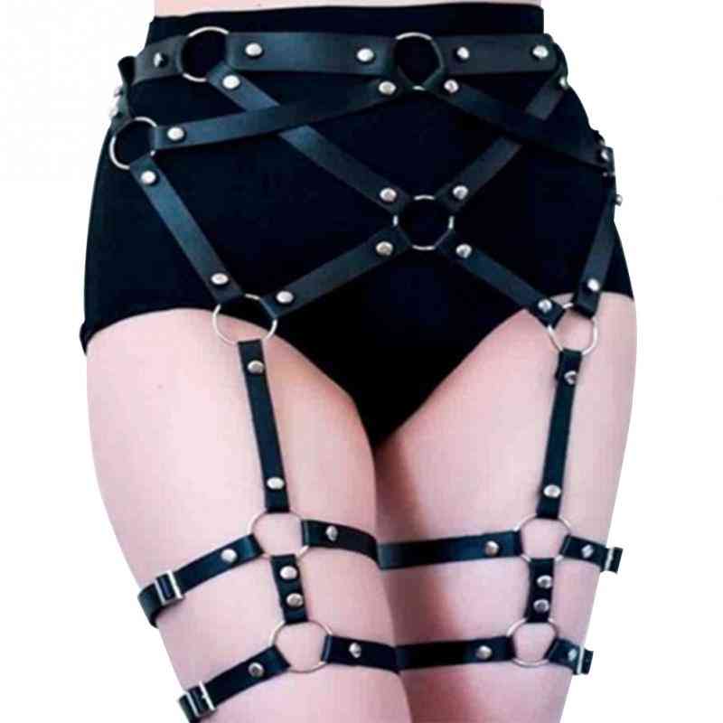 Pu Lather Fashion Goth Women Sock Strapless Suspender Belt For Stockings Garters Clip